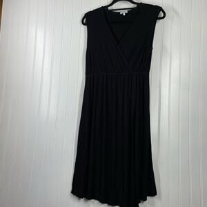 Splendid Women’s Black Sleeveless V-Neck Fit and Flare Midi Dress Size Small